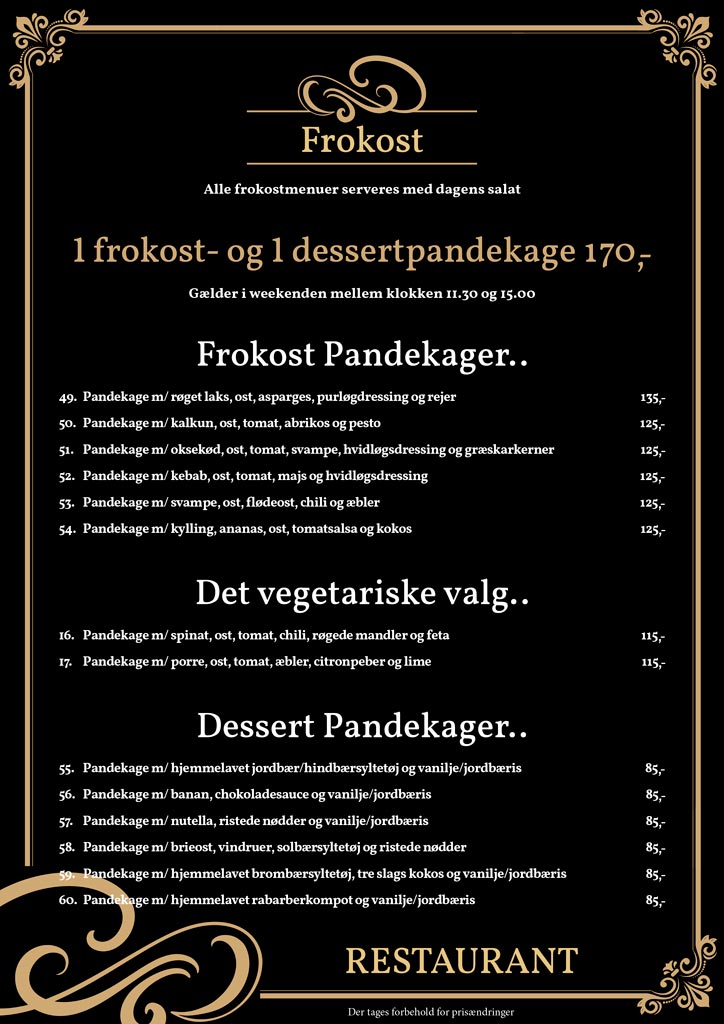 Pandekager til frokost-Restaurant med servering af pandekager i Viborg-Finderup Lade